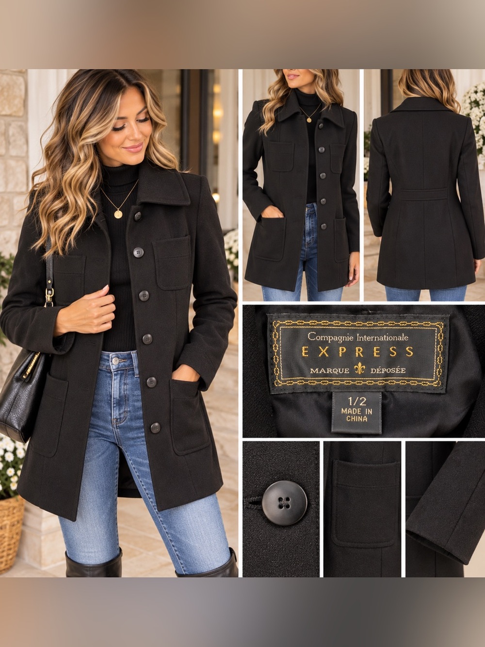 Vintage 80s/90s Compagnie Internationale Express Black Coat – Size 1/2 $40